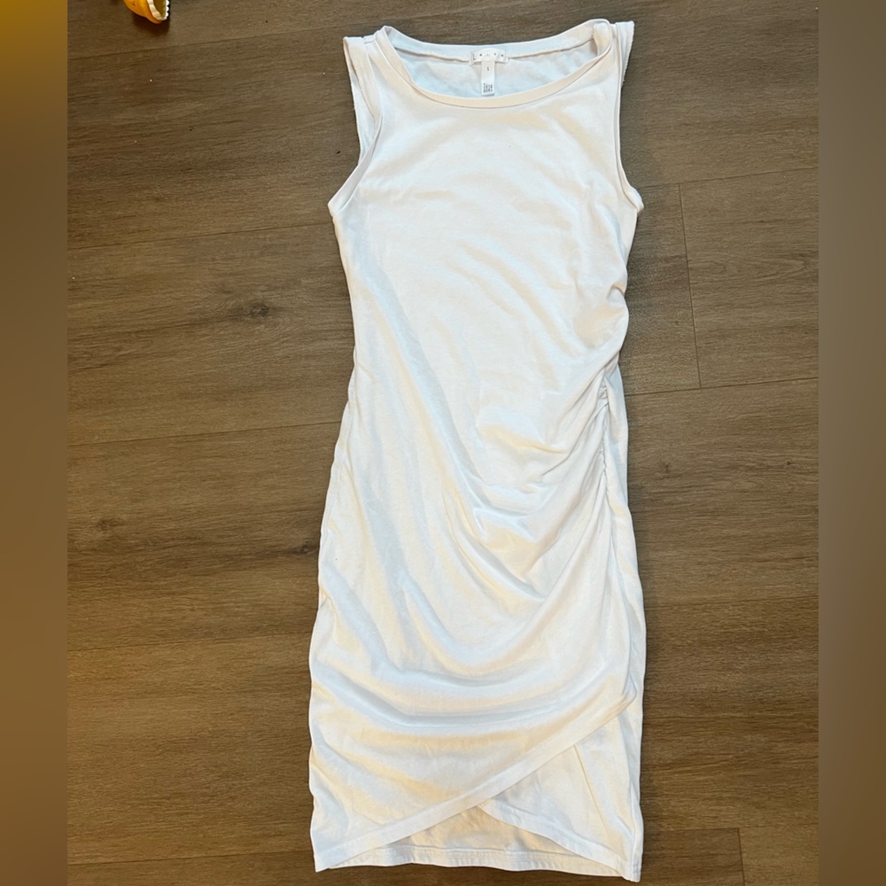 White Ruched Bodycon Sleeveless Tank Dress